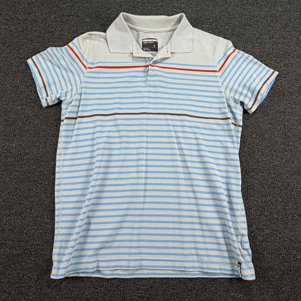 Unionbay Polo Shirt Mens S YT21015 Light Blue Striped EUC